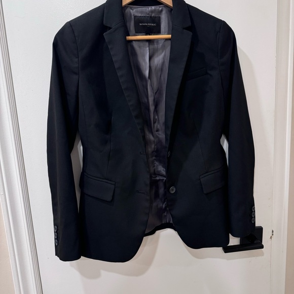 Banana Republic Womens Petite Two Button Pinpoint Lightweight Blazer  Sz 4 - Picture 4 of 8